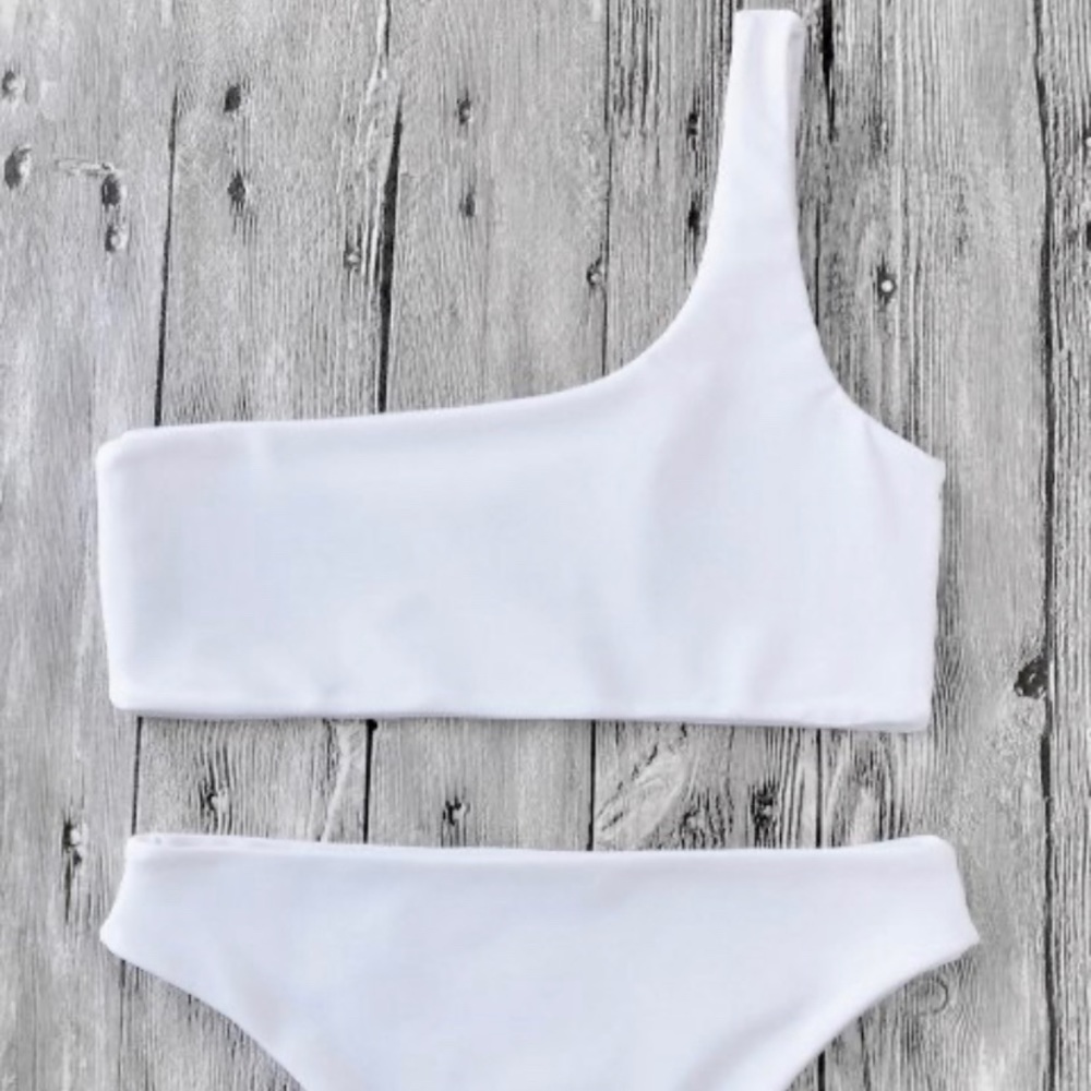 One Shoulder White Bikini Top